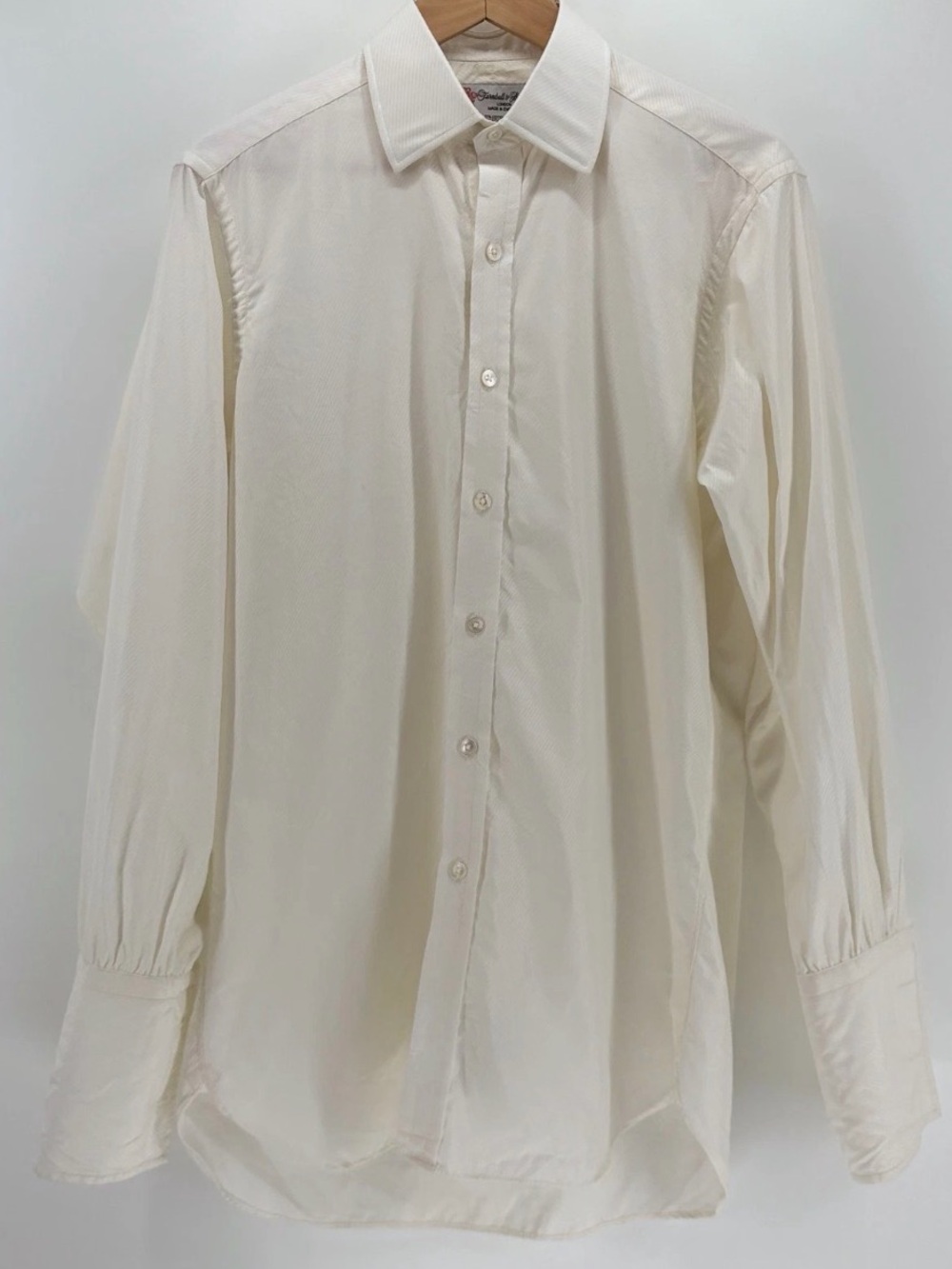 NWT Turnbull & Asser 38cm-15 Ivory Cotton/Silk Twill cuff dress shirt